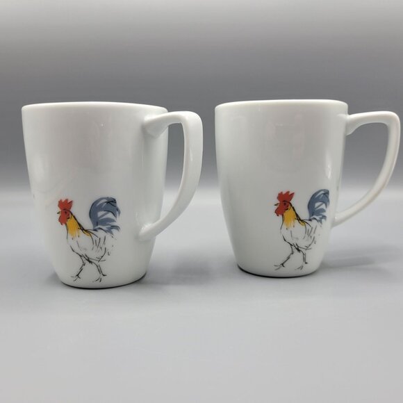 Corelle Other - Vintage Set Of 2 Corelle Coordinates Mugs Country Dawn Rooster Coffee Tea Cup